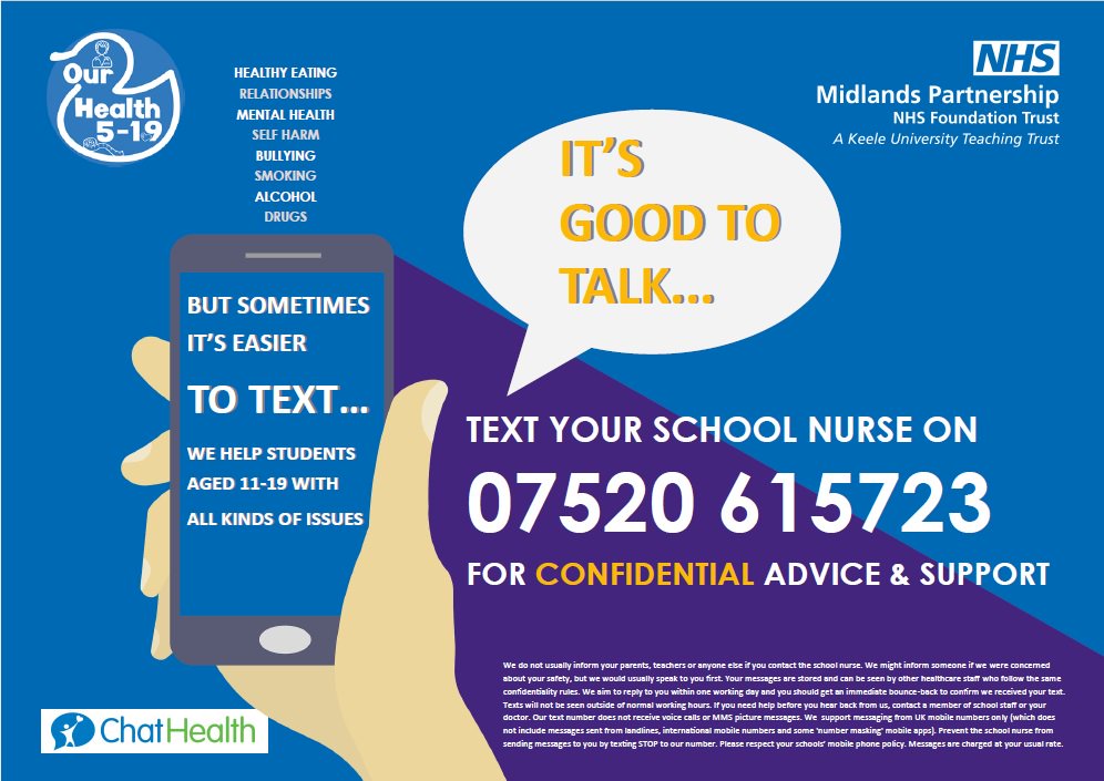 mpft019_hv_sn's tweet photo. Schools may be closed for the holidays but your School Nurses are still on hand to offer any health advice and support you may need. You can call our central HUB on 0300 124 0362 during office hours Mon-Fri 9-5pm or text our free Chathealth service anytime https://t.co/xjwuvyGdP8
