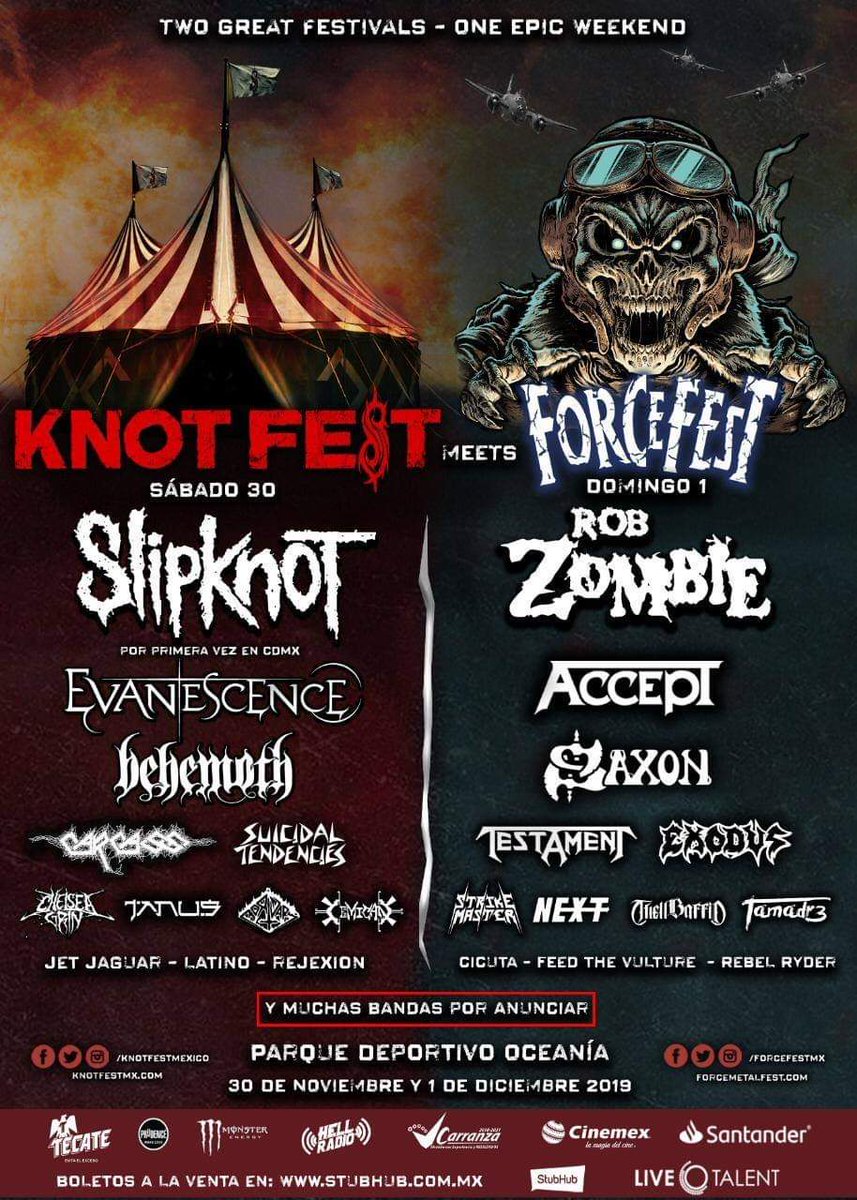 Toxikarem's tweet photo. ¡Qué locura! Ésta es la segunda fase de #Knotfest meets #ForceFest.
@LiveTalentMx
#metal #mexico https://t.co/jZiDsWSt7N