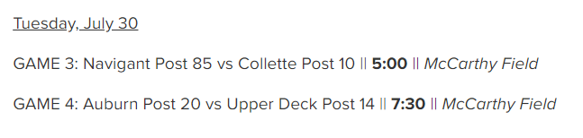 RILegionBall's tweet photo. Tuesday's Final Four Schedule https://t.co/Rr9ACkNmA9