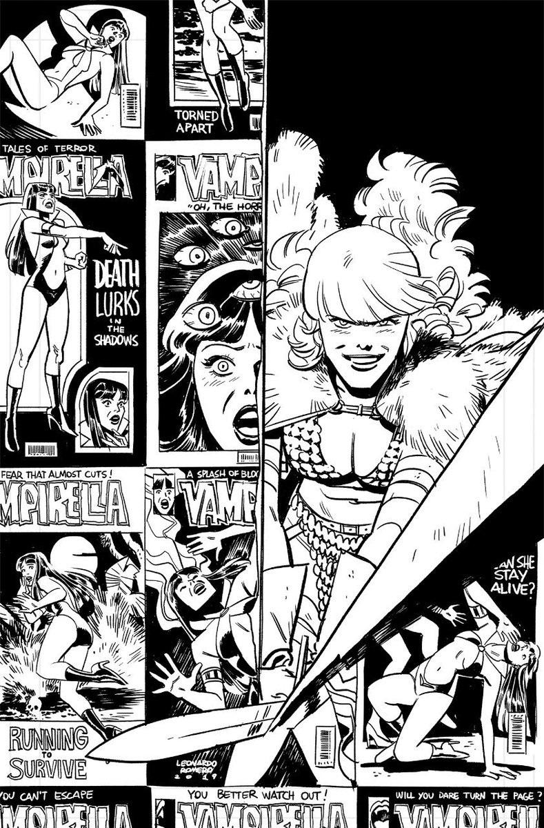 And here's the #inks of yesterday's cover!
#redsonja #vampirella #comics #cover #digital #art
