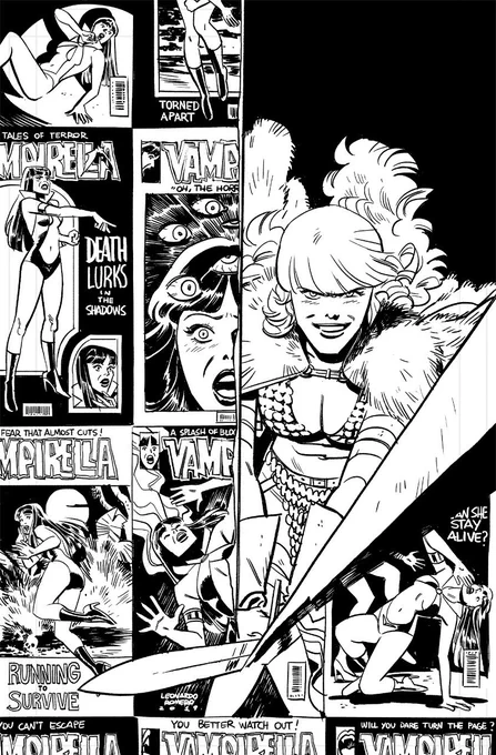 And here's the #inks of yesterday's cover! 

#redsonja #vampirella #comics #cover #digital #art 