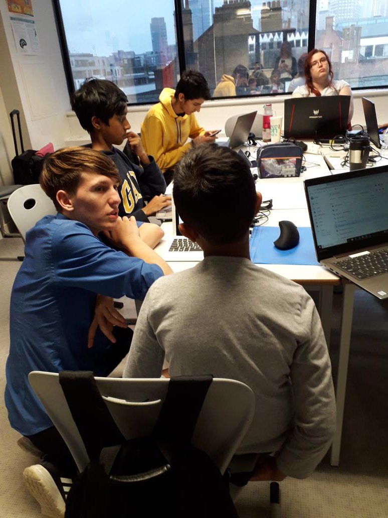 futureCodersSE's tweet image. Wonderful to work with some enthusiastic and talented young coders at #FestivalOfCode.  Well done to Matt for supporting a young coder with some python code.