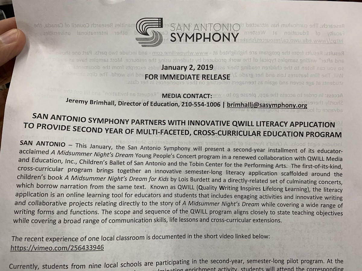 YoungPrimary's tweet photo. #YWLAP, @SAISD is excited to announce our partnership with @SASym! In collaboration with #QWILL (quality writing inspires lifelong learning), our girls will be attending “A Midsummer Night’s Dream” in January. #BringingLiteracyToLife @SAISDRLA @SAISD_CI @Angromerosaisd https://t.co/2S0wGq19Tk