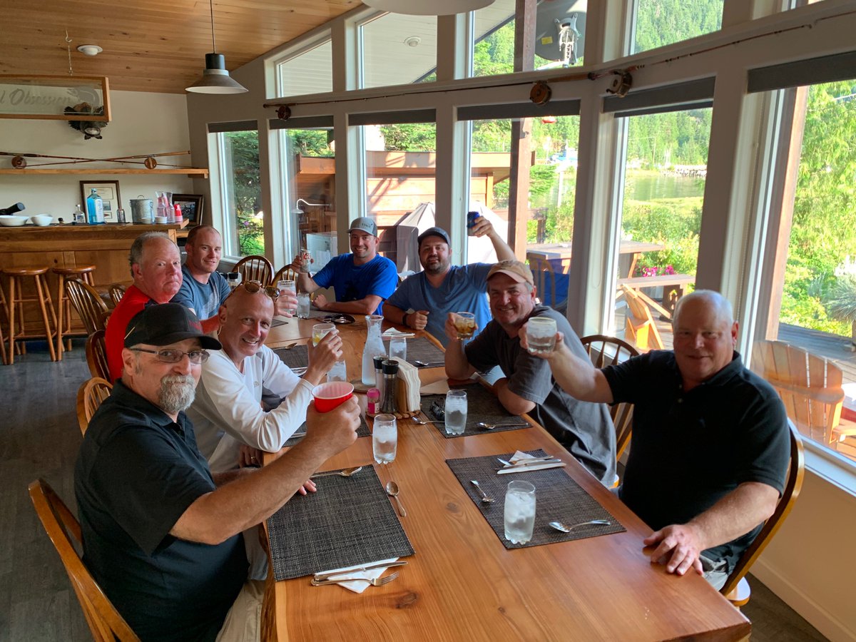 ReelBCFishing's tweet image. Don Heino [bottom right] organizes a work retreat with us every year. Always a pleasure #ReelObsession #FishWithUs #Whatgetsyououtside
...
..
.
#AllinclusiveFishingLodge #reelobsessionsportfishing #vancouverislandfishing #fishbc #zeballosbc #zeballoslucky #fishinglodge