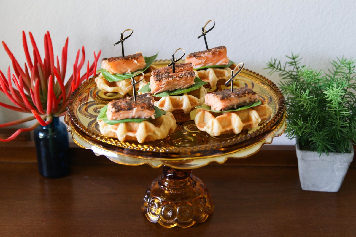 FrostPetticoat's tweet photo. Spiced Salmon &amp; Waffles brunch appetizer with @cedar_bay's Sugar &amp; Spice Cedar Planked Atlantic Salmon!

Recipe: https://t.co/gDXaJRWbrz

#cedarbaygrilling #cedarbaysalmon #cedarbayrecipechallenge https://t.co/MRmYwPoCgk