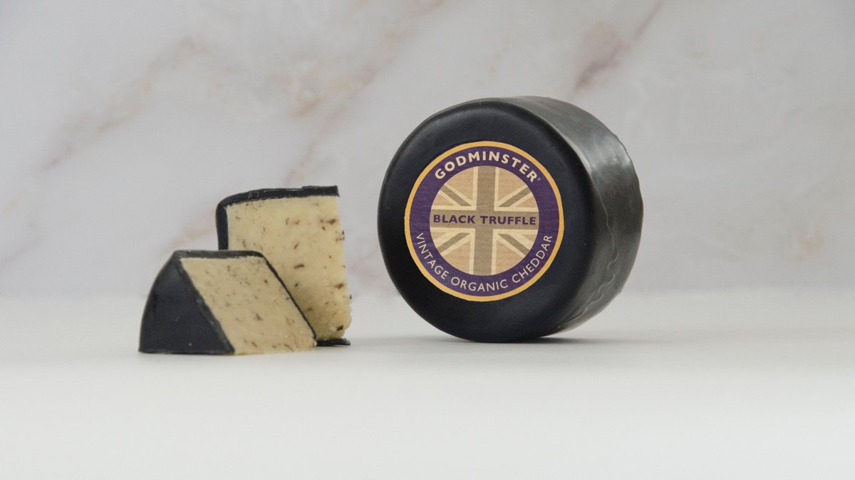 Godminsterfarm's tweet photo. 🌟 AMAZING NEWS! 🌟

Our BRAND NEW Black Truffle Vintage Organic Cheddar which has not even released yet(!) has won Gold at the @iCheeseAwards! We are absolutely thrilled 🏆 

Our incredible new cheddar will be available from September - we can't wait for you to try it! #ICA19 https://t.co/uKafNoGyLo