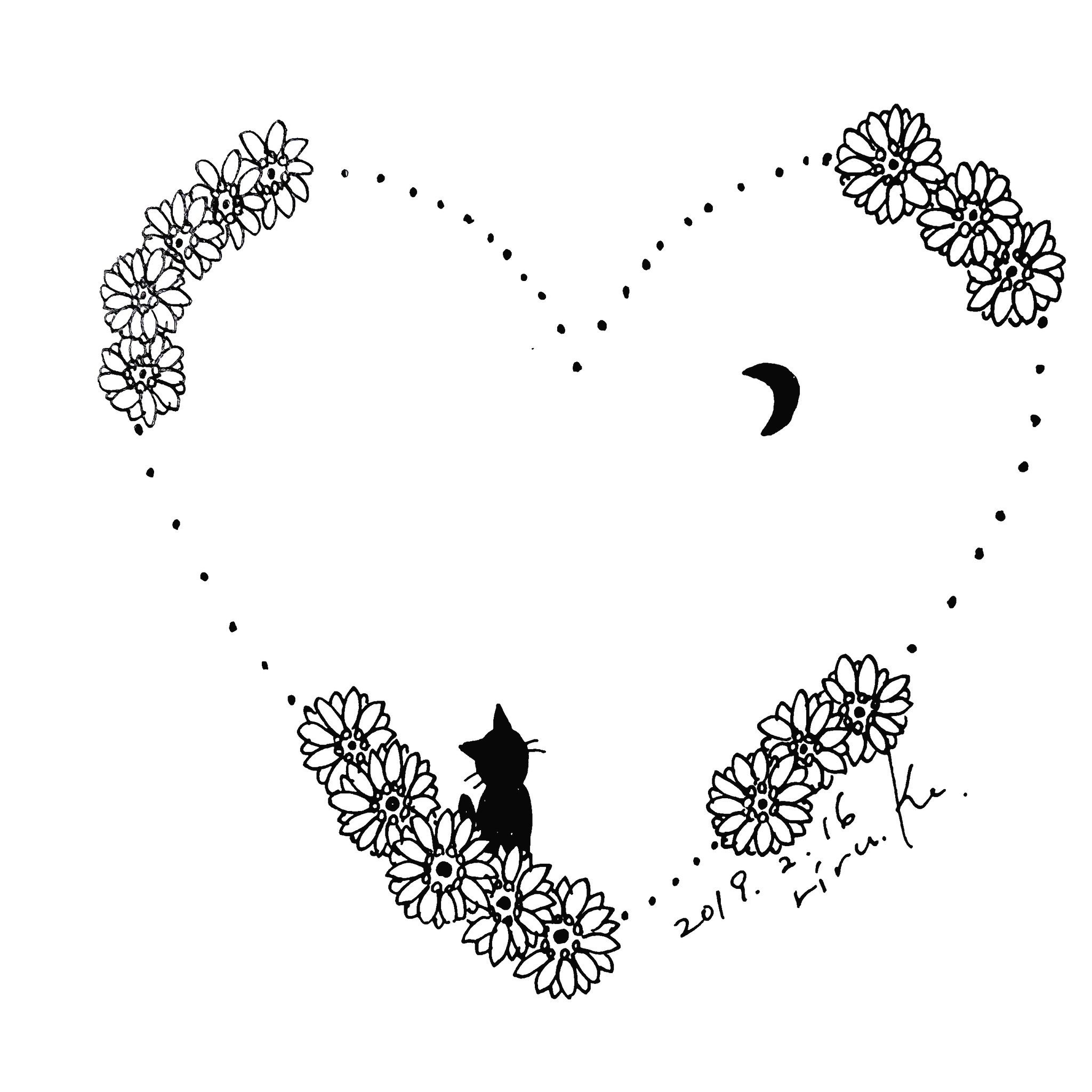 Riru K 19年2月16日 12ヶ月の花と黒猫 11月 ガーベラ イラスト 花を描く 12ヶ月の花 11月 ガーベラ Gerbera 黒猫 三日月 ハート ハートの枠 Heart Illustration T Co Xauapc2j1y Twitter