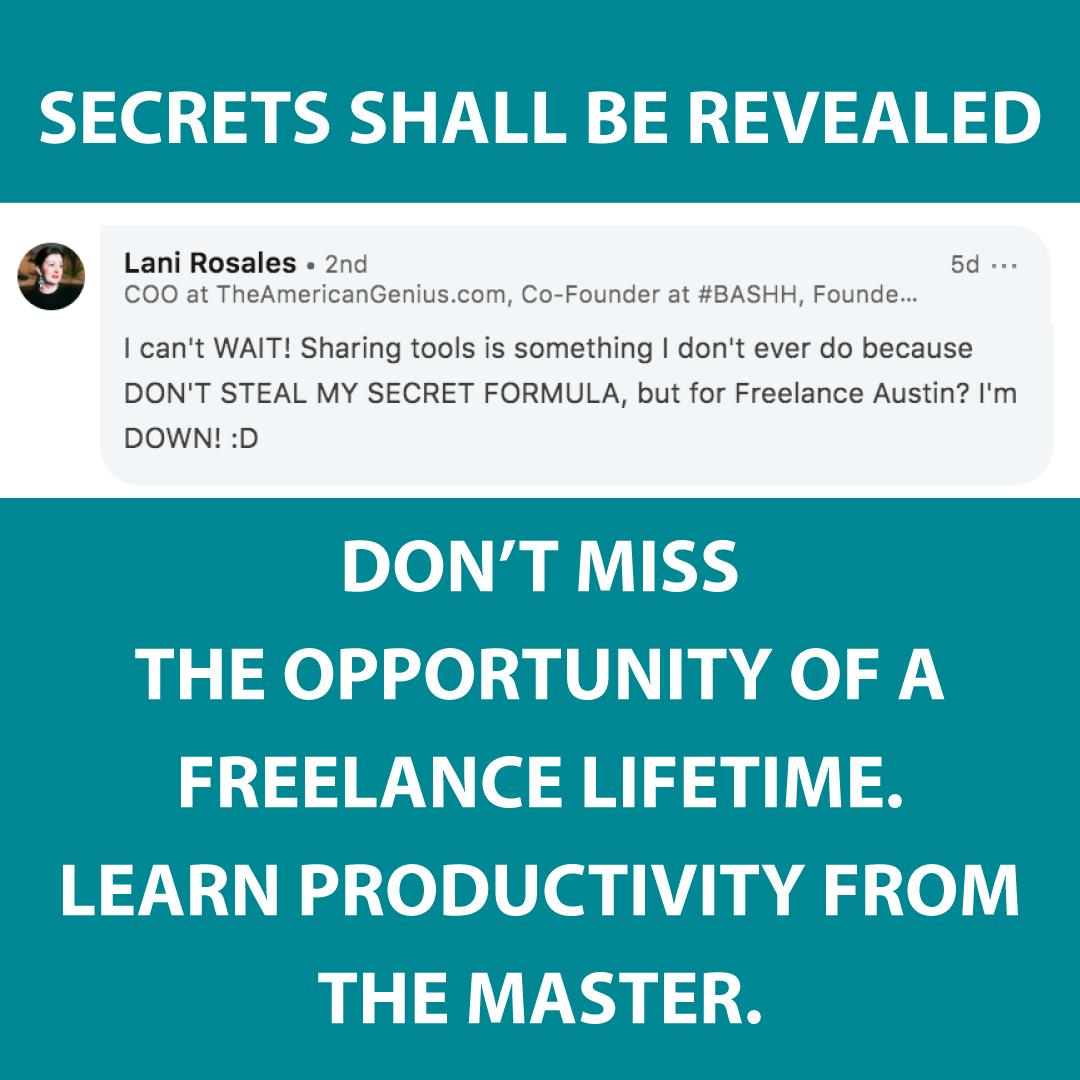 FreelanceAustin's tweet photo. Don't miss this opportunity to up your freelance game. 
August 14.
12-1:30pm.
Sign up here 👉https://t.co/6QwoKAExsd
#freelancelife #freelanceevent #austinevent https://t.co/oqFWFxC84i
