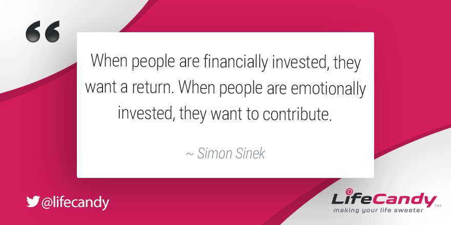 lifecandyco's tweet photo. "When people are financially invested, they want a return. When people are emotionally invested, they want to continue." - Simon Sinek .. great angle about the true intentions of your investors. We all want returns but if its just about the money its a red flag. https://t.co/LLmCL9W7If