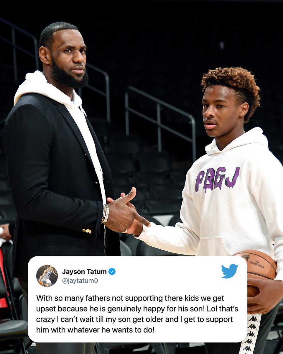 SportsCenter's tweet photo. Jayson Tatum weighed in on the debate about LeBron celebrating Bronny at his AAU games. 

(via @TheUndefeated) https://t.co/xCDL0tRu2g