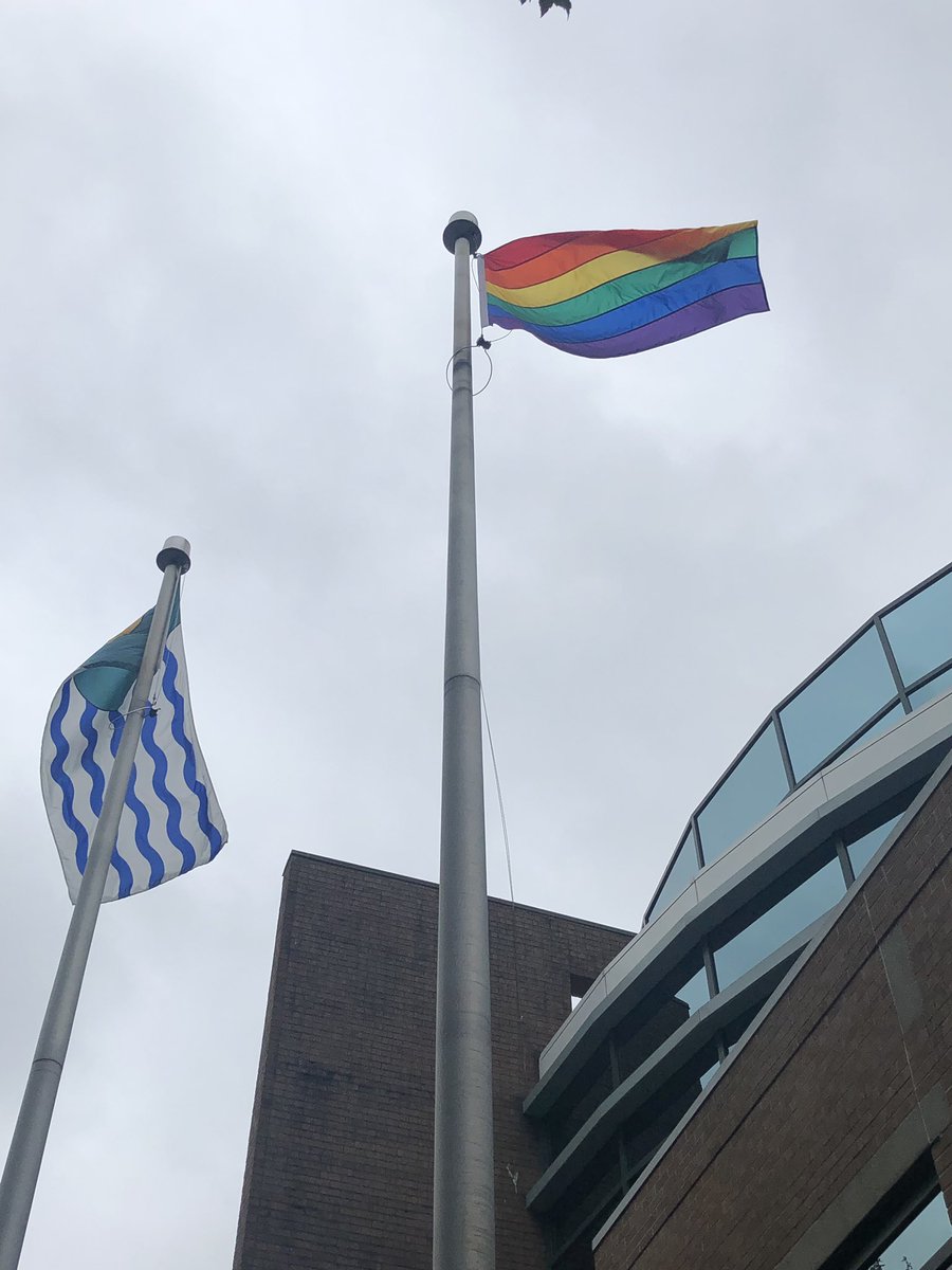 VSB39's tweet photo. Itโs a proud morning at the office, our #VancouverPride flag is up! ๐ณ๏ธโ๐ #vanprideweek @vancouverpride @CityofVancouver #VSBPride https://t.co/n5tQPftgXw