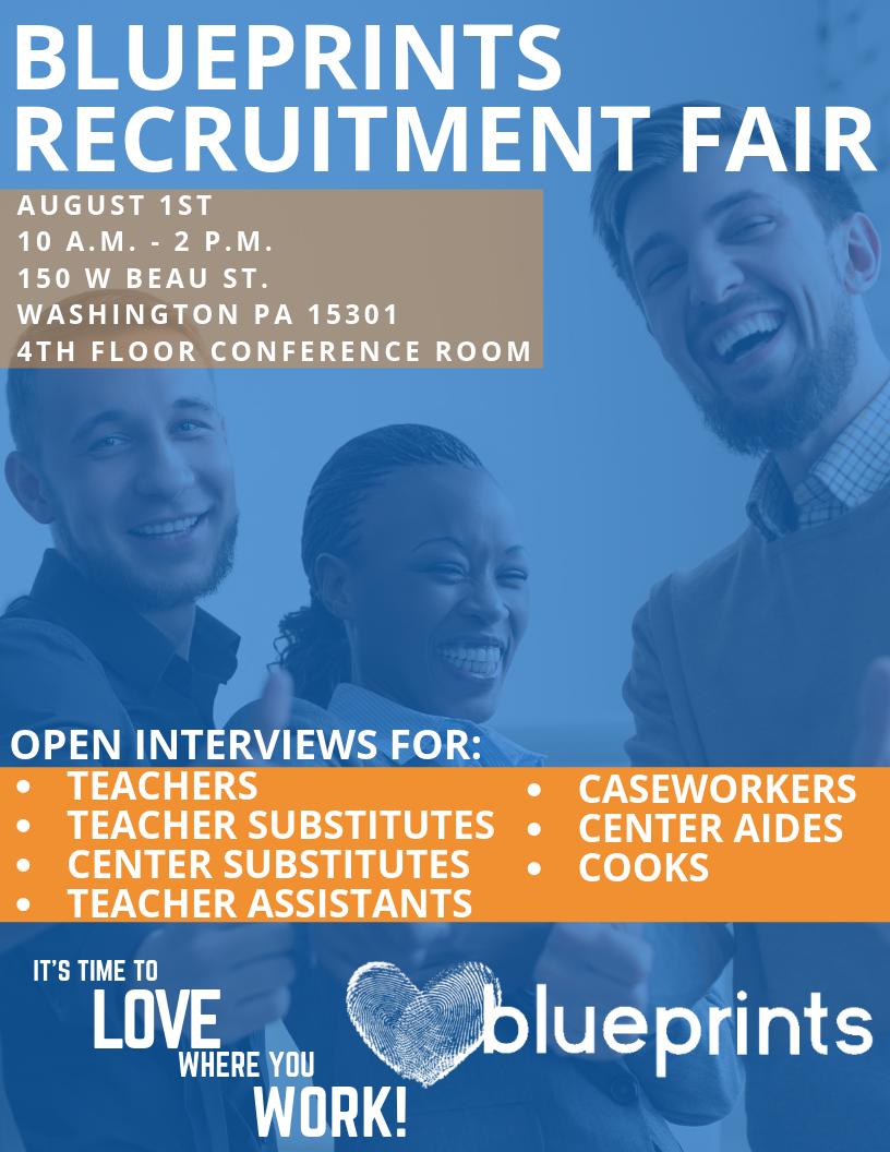 This Thursday from 10-2 at 150 W. Beau Street Washington, PA on the 4th Floor. We are hiring for multiple positions in Washington and Greene counties. Bring your resume! Visit myblueprints.org/jobs to see what positions are available! 
#jobs #hiring #breakbarriers