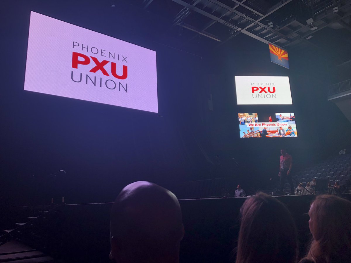 mm_curtin's tweet photo. What an energizing morning celebrating 125 years of growth and transformation for @PhoenixUnionHS at the 2019-20 Opening of Schools Convocation. And a fancy new logo makes its debut!  @AforArizona @AZChamberFdn https://t.co/W1ib85FWRr