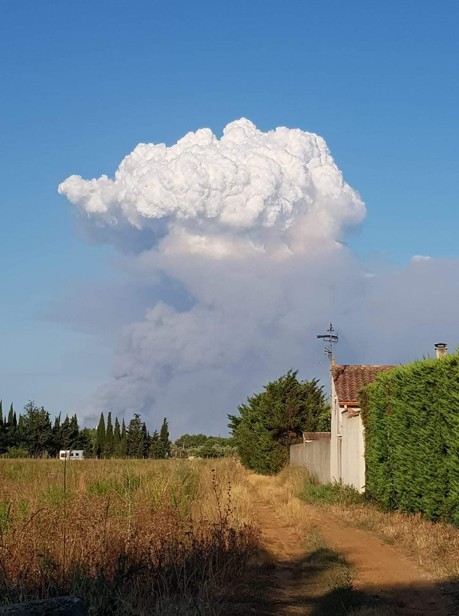 MeteoLanguedoc's tweet image. Impressionnant pyrocumulonimbus au-dessus du #feu de #Générac dans le #Gard ! Photo : Karina Romain Blazer Pioch pour @MeteoLanguedoc