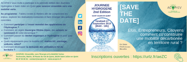 novener_'s tweet photo. #ACOPREV organise sa seconde journée #hydrogène le 27 09 2019 à St Julien en Quint (26). 
Comme l'an dernier, un programme de qualité est en préparation pour porter l'innovation au cœur d'un territoire rural. #NovEner participe à cette initiative.
A diffuser largement https://t.co/KBreI9zg96