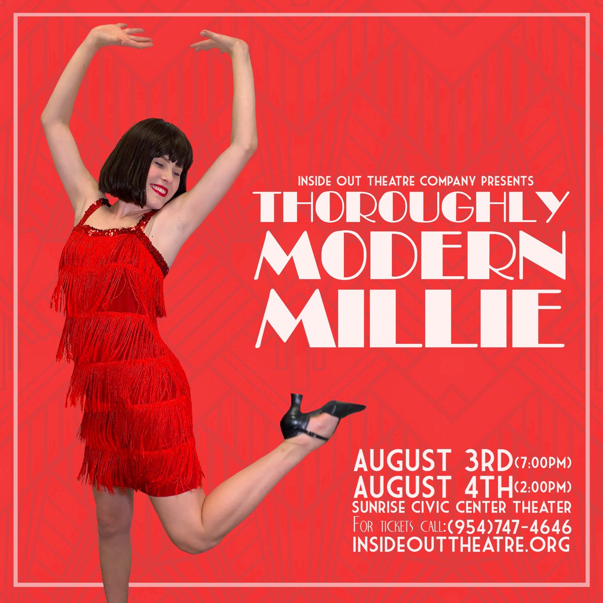 Inside_otc's tweet photo. “Everything today is thoroughly modern!”
🏙🎎👩🏻🎎🏙
Inside Out Theatre Company’s Production of Thoroughly Modern Millie!
August 3rd (7:00pm) and 4th (2:00pm)
At the Sunrise Civic Center Theater
10610 Oakland Park Blvd, Sunrise, FL 33351
$18 Adults | $10 Children (12 and under) https://t.co/JGRDPAOGGg