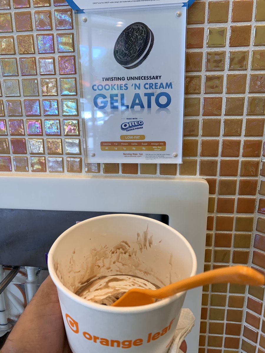 Zesla1's tweet photo. Loving @oreo at @orangeleaf! #oreosummersweepstakes https://t.co/P6T1LVX1Gp