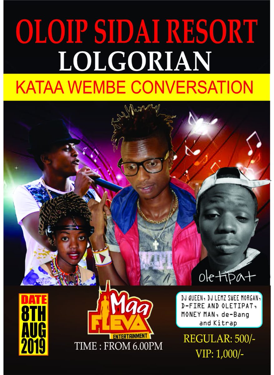 jamaaflani_KE's tweet photo. 8th // 08 // @maafleva_ent will be LIVE At Oloip SidaibResort LOLGORIAN Massive.. Let it go Viral
@maafleva_entertainment   #KataaWembeConversation #MaaFlevaKilgorisEdition
#LolgorianOloipSidaiResortLIVE https://t.co/OhicVDlHUe