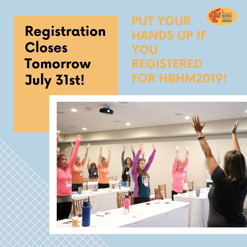 Registration for 2019 Healthy Bodies Healthy Minds closes TOMORROW! 
This is a day you don't want to miss; full of incredible presentations, awesome prizes, and great networking opportunities. 

Register Today!  bit.ly/HBHMI
@PAHWF