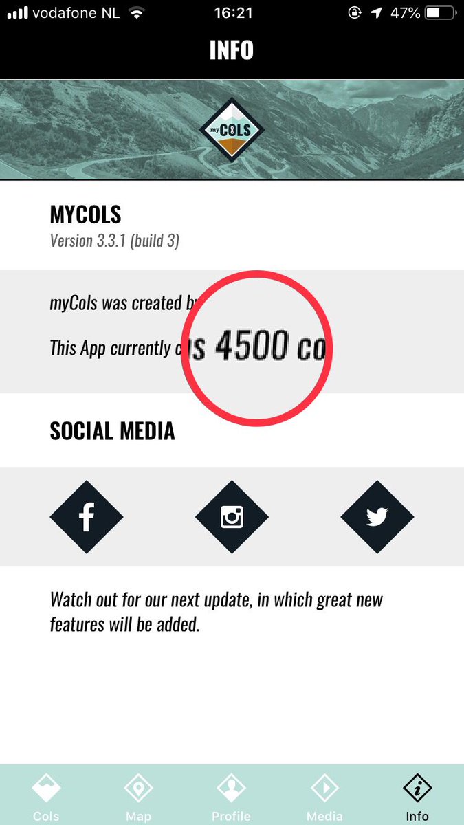 mycolsapp's tweet photo. 4500+ climbs, and every day  more satisfied users. Your tips and support have brought us this far. Thank you for your help and for being great ambassadors. Thanks ! Merci ! Danke ! Gracias ! Grazie ! Bedankt ! https://t.co/ph0pardusz