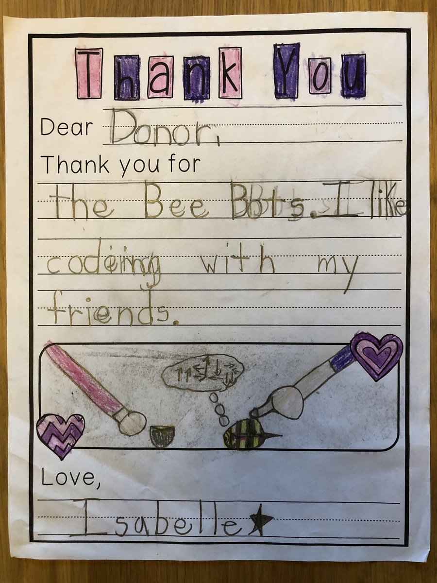 Kindergartners learning to code using Bee-Bots thanks to <a href="/DonorsChoose/">DonorsChoose</a> and Mrs Blite, the teacher. Love the thank you card! #sharethanks