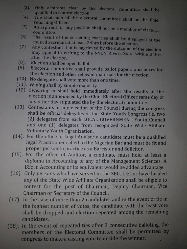 1Bakana's tweet photo. NATIONAL YOUTH COUNCIL OF NIGERIA (NYCN), RIVERS STATE CHAPTER.

ELECO  COMMITTEE UPDATE.

This is to inform the general public that last date for purchase of form has now been extended to Friday, August 2, 2019.

Signed:
Amb. G. I. Madodoye 
Secretary https://t.co/0HnJXjIObZ