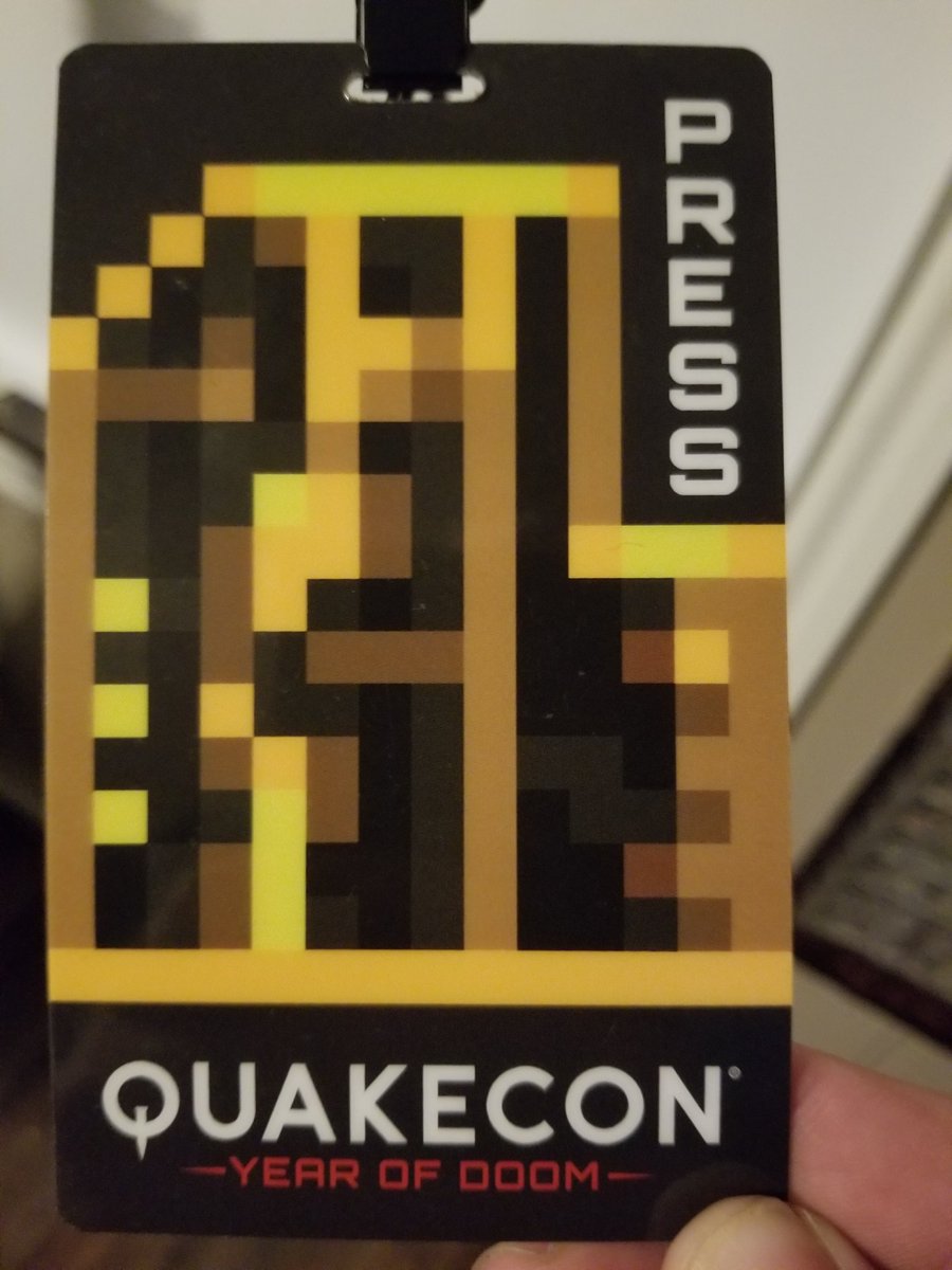 S0LEB's tweet photo. Really loved the press badges at @QuakeCon this year! #DOOMCON #QuakeCon2019 https://t.co/YtUHbivdB7