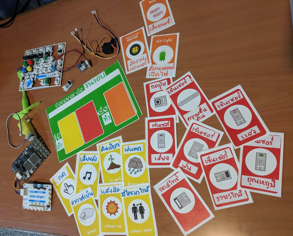 TSawaros's tweet photo. I'll teach Thai public school 4thgraders how to use a #microcontroller(#KidBright aka Thai govt @microbit_edu& #gogobright)but 1st I need to make sure that they understand the concept of sensors& actuators Got to finally use my project from @McLargeH Tools&Toys class back in 2015 https://t.co/IceChM2Ia6