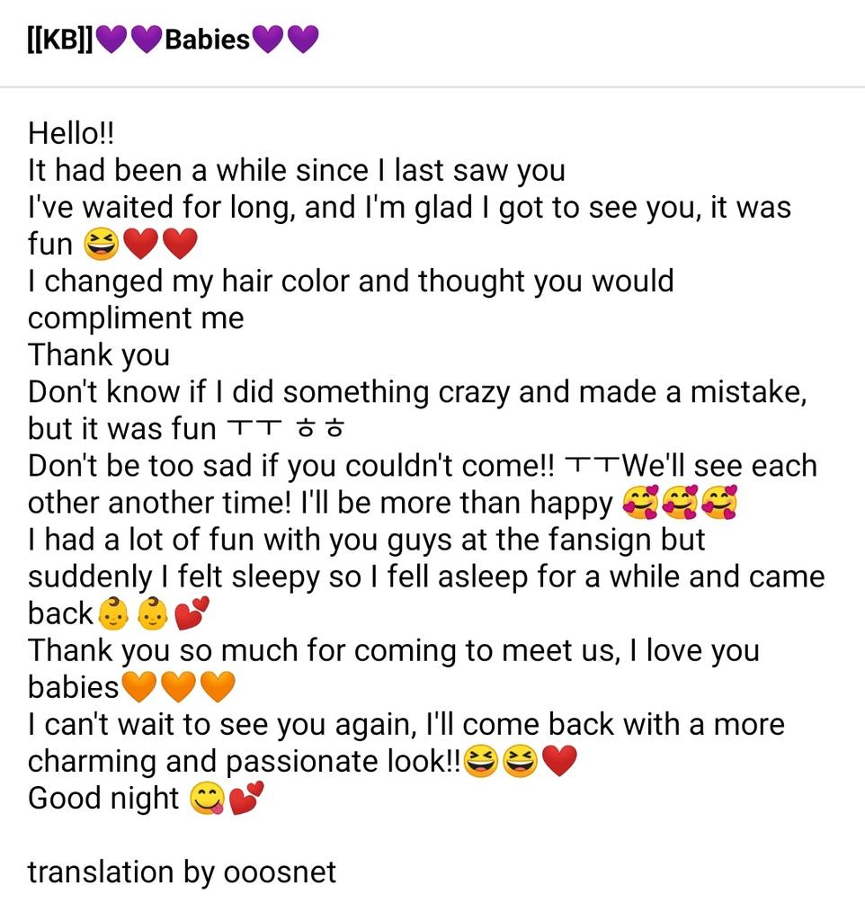 ooosnet's tweet photo. FANCAFE 190727
translation may contain inaccuracies

[[KB]]💜💜Babies💜💜 https://t.co/MpsHqScspJ