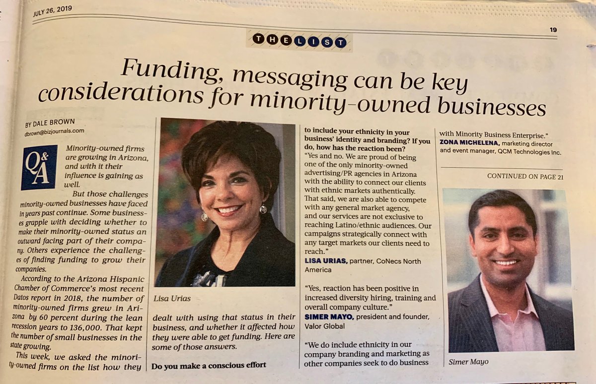 CoNecsNA's tweet photo. Do you include your ethnicity in your business’ identity? Read CoNecs Managing Partner @lurias’ thoughts in this @Phxbizjournal article on minority-owned businesses. https://t.co/9E2rD0Yr6d