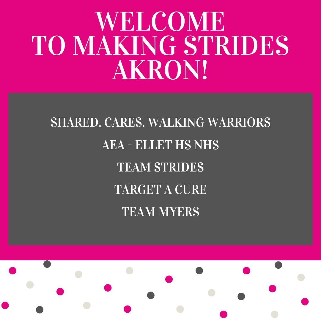 akronstrides's tweet photo. Welcome to Akron’s Making Strides Against Breast Cancer!! We can’t wait to see you all at the event ☺️ #makingstridesakron #welcomewarriors https://t.co/1FjC9Bn9mX