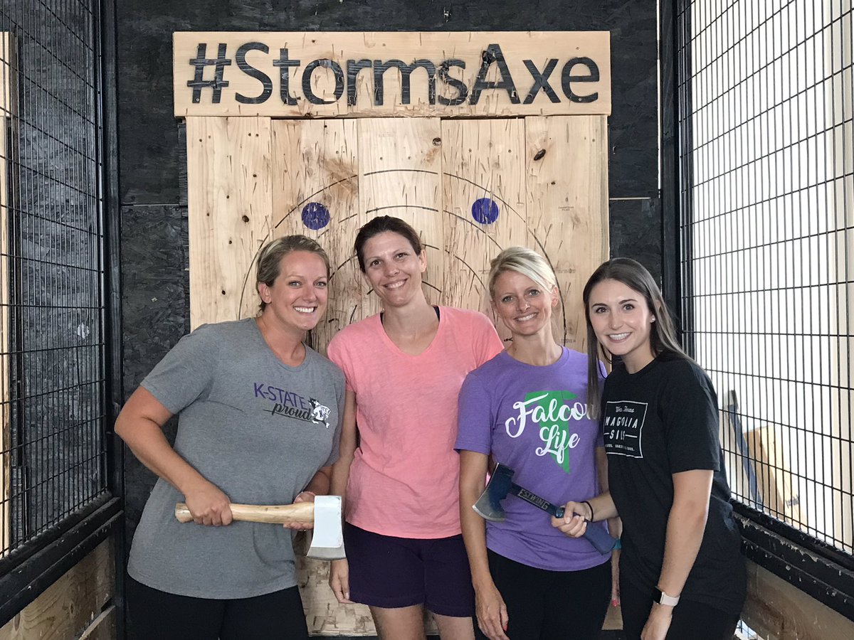 BishopTara12's tweet photo. Blair Oaks hit the “bulls eye” with this team. Teambuilding day at Storms Axe throwing. Winning team @berendzen @MelissaBruemmer @swancrane2 Emily Hummert.
Knockout Champion=@berendzen 
It was a great day! https://t.co/boDGNQcUA2