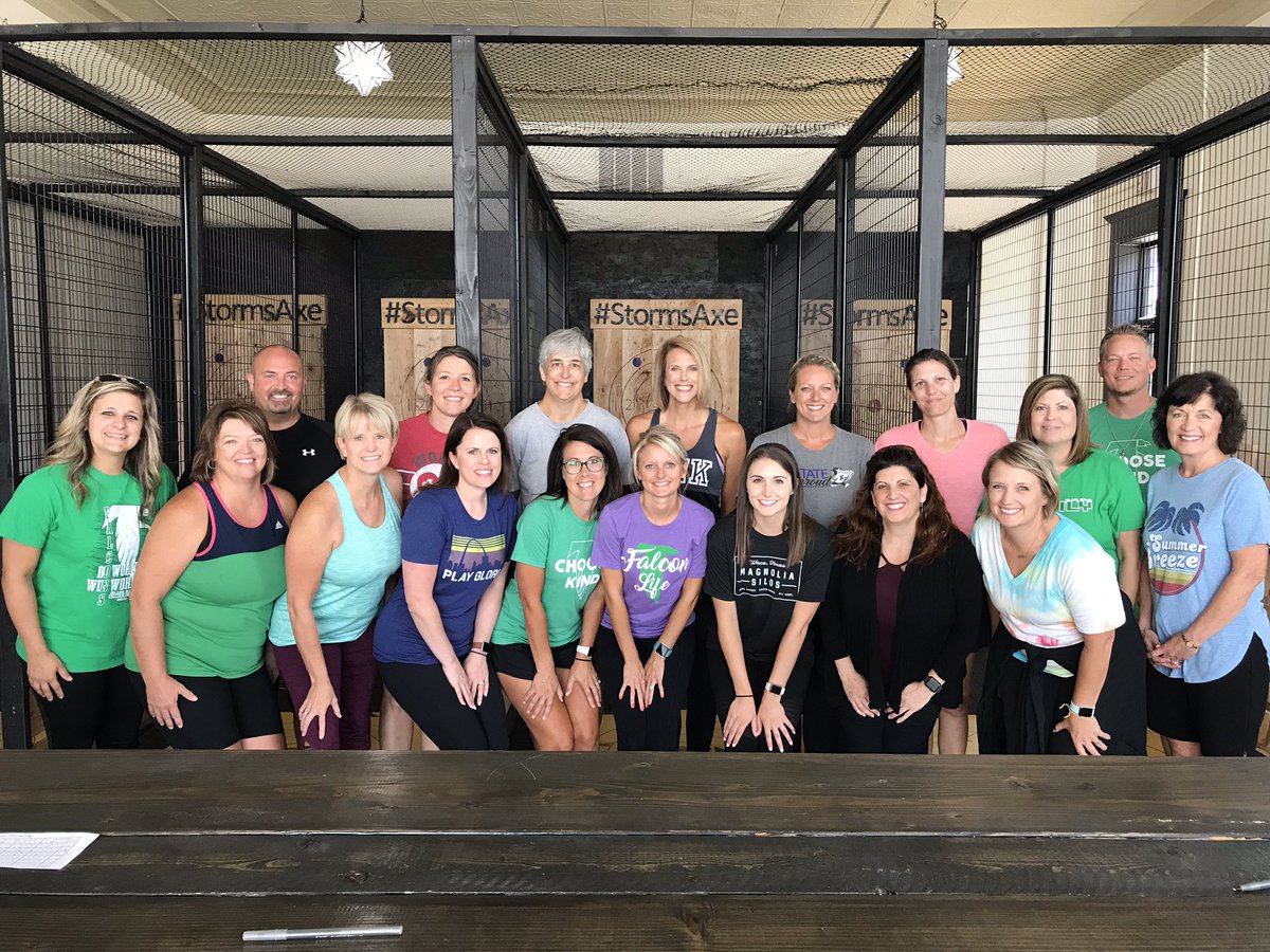 BishopTara12's tweet photo. Blair Oaks hit the “bulls eye” with this team. Teambuilding day at Storms Axe throwing. Winning team @berendzen @MelissaBruemmer @swancrane2 Emily Hummert.
Knockout Champion=@berendzen 
It was a great day! https://t.co/boDGNQcUA2