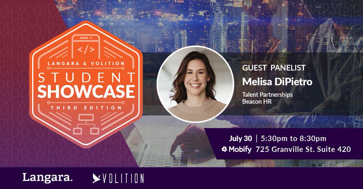 Announcing our last panelist for tonight's Student Showcase (SOLD OUT): Melisa DiPietro from <a href="/Beacon_HR/">Beacon HR</a>!

We're very excited to have a representative of Beacon HR join us!