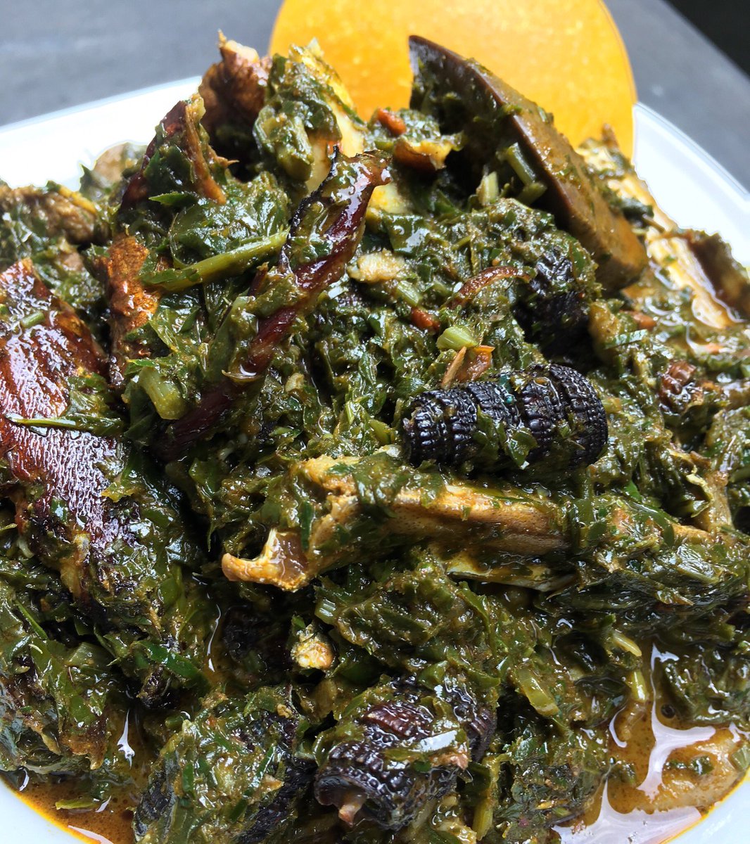 Today’s muse 
Afang soup served with periwinkle, stockfish,smoked fish and  assorted goat meat 🤤🥰
#foodie 
#hashtaggfoodie 
#phfoodie 
#phpreneurs 
#phfoodvendor 
#foodporn 
#localkitchen 
#riversdelicacy 
#foodhub 
#foodgram