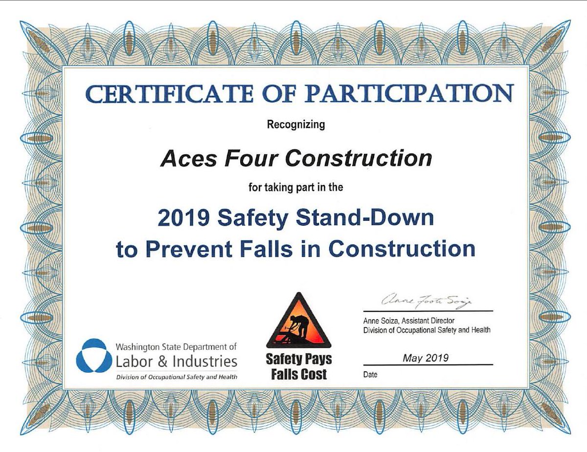 Our latest safety certificate: