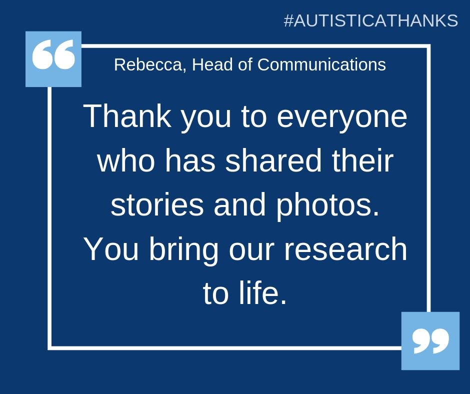 Autistica's tweet photo. Our very own Head of Communications @bex_sterry would like to give a big shout out to all of you helping us give a VOICE to #autistic people during our campaigns and research๐
#AutisticaThanks https://t.co/PxDH30oIia