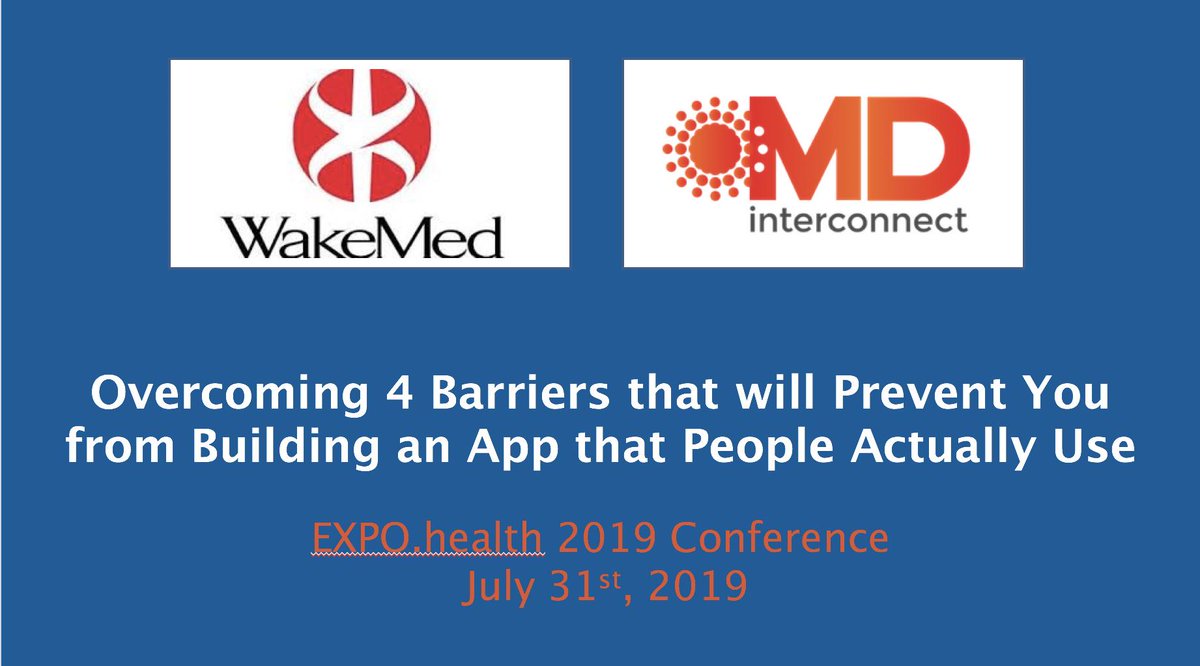 MDInterconnect's tweet photo. Attending #EXPOHealth? Come see us tomorrow at 2:30 p.m. ET as we present "Overcoming 4 Barriers that Will keep you from Building an App that People Actually Use".  
#healthcaretech #hospitals #healthcaretechnology #healthcare https://t.co/QeeDPgmsBM