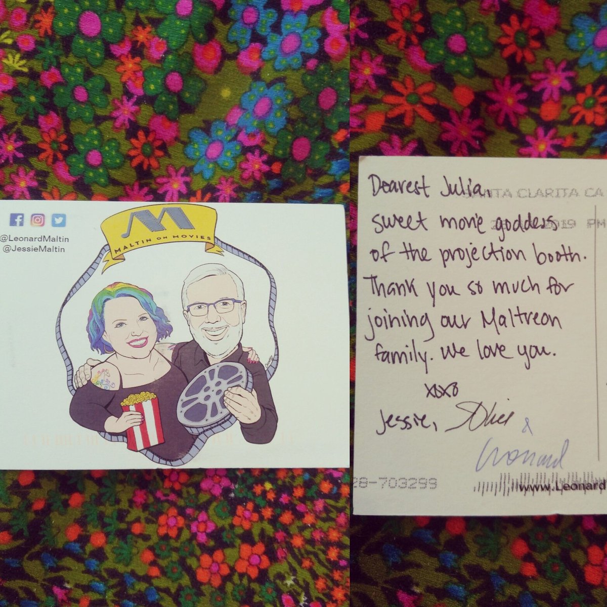 juliacmarchese's tweet photo. Awww..got this sweet postcard this morning from @jessiemaltin & @leonardmaltin @alicepmaltin
- it totally made my morning. Thank you for being such wonderful folks, happy to be a part of the #maltreon family!
❤
https://t.co/lqNjXnf3Ps
#leonardmaltin #jessiemaltin #alicemaltin https://t.co/ty7yRYLHC4
