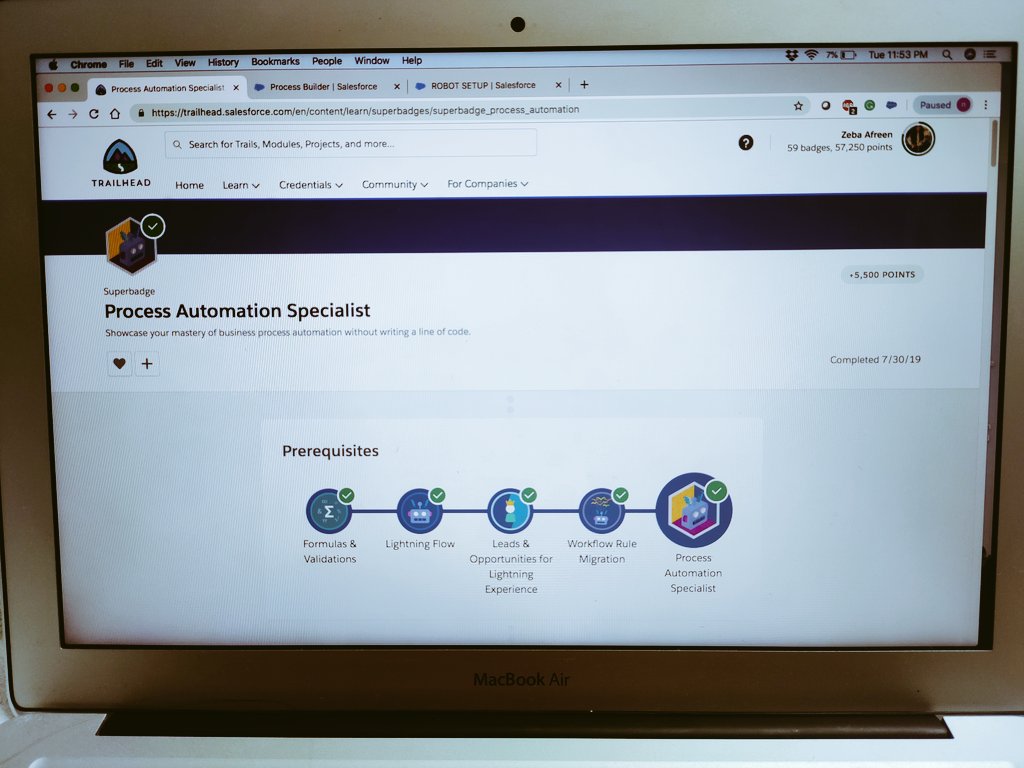 ZebAfreen's tweet photo. Finally, one more #superbadge added to my knowledge tag ๐คฉ Thanks a ton to @kumarrishabh867 and @AnkitPokar_ who never let me feel down whenever I was paused.
#NeverGiveUp
#Ohana #salesforceadministrator #processautomion #lsfbc @SalesforceAdmns #Trailblazer #SalesforceOhana https://t.co/vtkcEv94ih