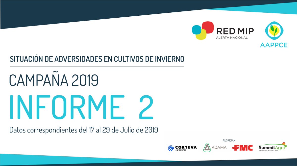 ⏰Es hora de que revises el último #InformeRedMIP 🆕
Info actualizada de las #RegionalesAAPPCE acerca de las distintas adversidades en los cultivos de invierno de esta campaña. Descarga 👉bit.ly/2MqCe00