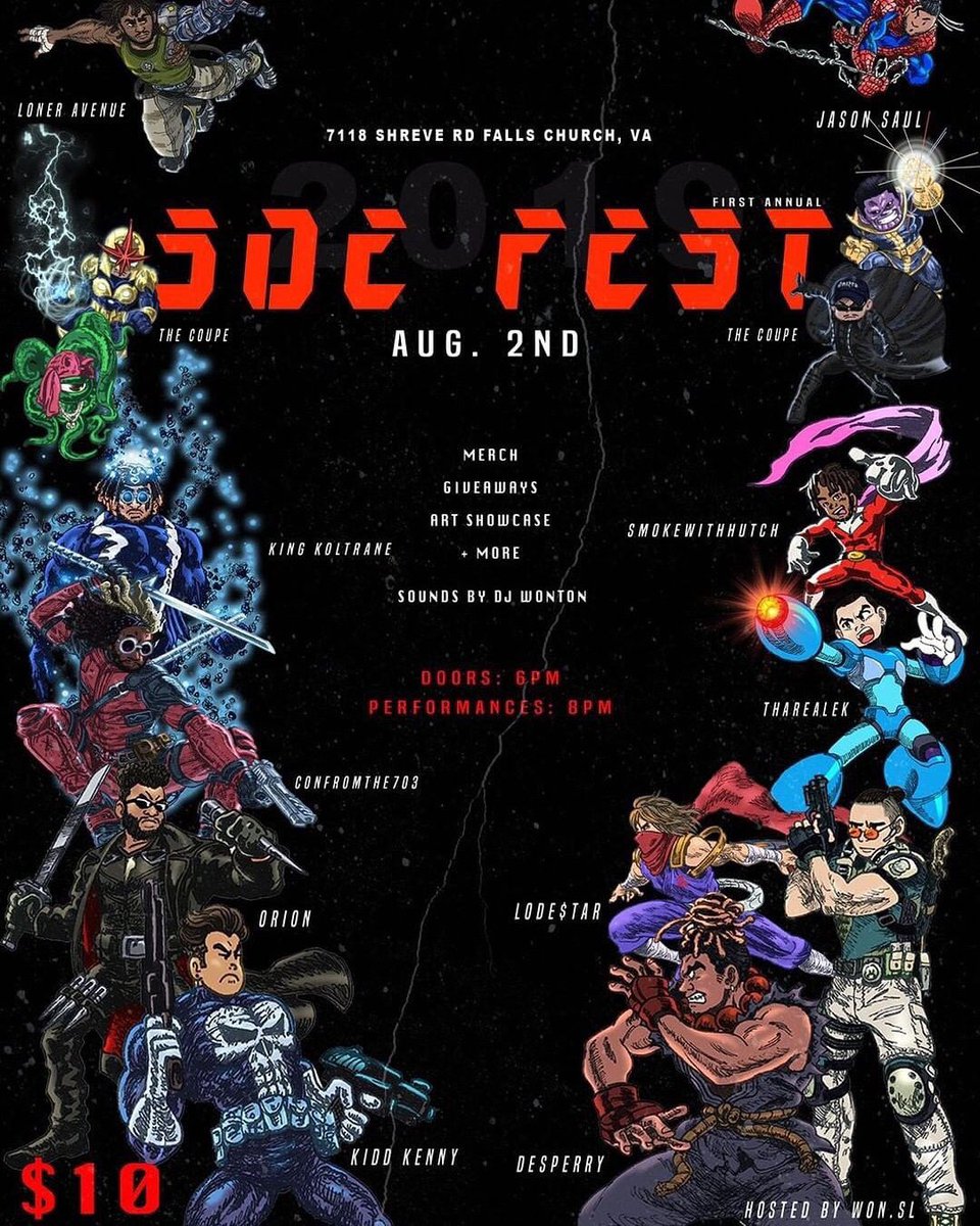 niqdotwav's tweet photo. This is one of the best lineups in VA. @desperryy @LonerAvenue @KrazyFlowz @BeyondAveragJoe @fatherjaydon @KingKoltrane @ConFromThe703 @smokewithhutch @O_Delasoul and everyone else that I don’t know quite yet but can’t wait to meet.
#SOEFest Friday!!!!!!! https://t.co/UqEjBTPnYT
