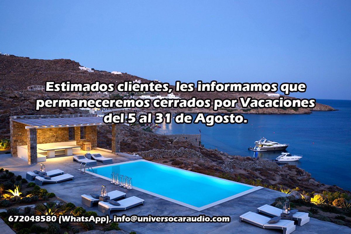 UniversoCA's tweet photo. Nuestros días de vacaciones están a la vuelta de la esquina.😎🏖

Enjoy!!!

P.D: Recordaros que en estos días de vacaciones tendremos acceso limitado al correo electrónico (info@universocaraudio.com) y en el telf (672048580).

(Permaneceremos cerrados del 5 al 31 de Agosto) https://t.co/JtwQQ1PjBa