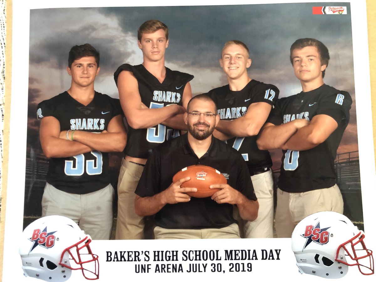 A successful media day with our seniors Aidan Dunigan, Andrew Lewis, R.J. Glod, and George Sanders. #SharkSzn #brotherhood #strive4greatness