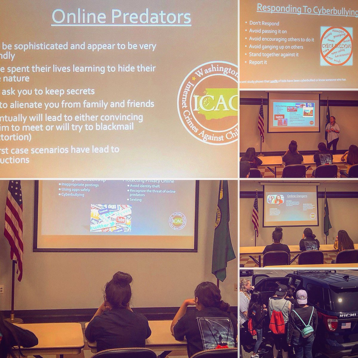 REELprevention's tweet photo. Thank you @RichlandPolice for giving our GC summer camp a tour and presentation about online safety, responsibility and how to get help! #screenshotseries #rpdrocks #reelprevention https://t.co/q4mXuXrldS