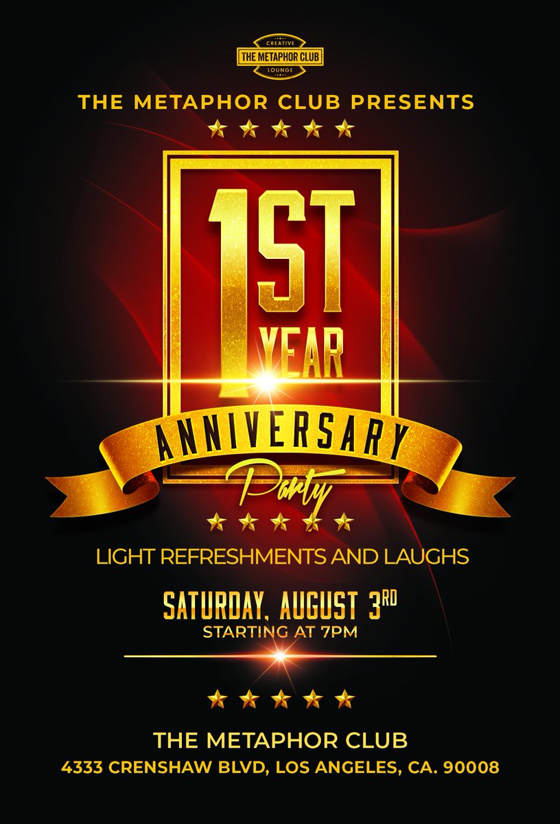 lgrhythm's tweet photo. Come on out on Saturday to The .@MetaphorClub  and help us celebrate our 1 year anniversary.   #WriteCreateRelax https://t.co/Pd5b7eNVVz