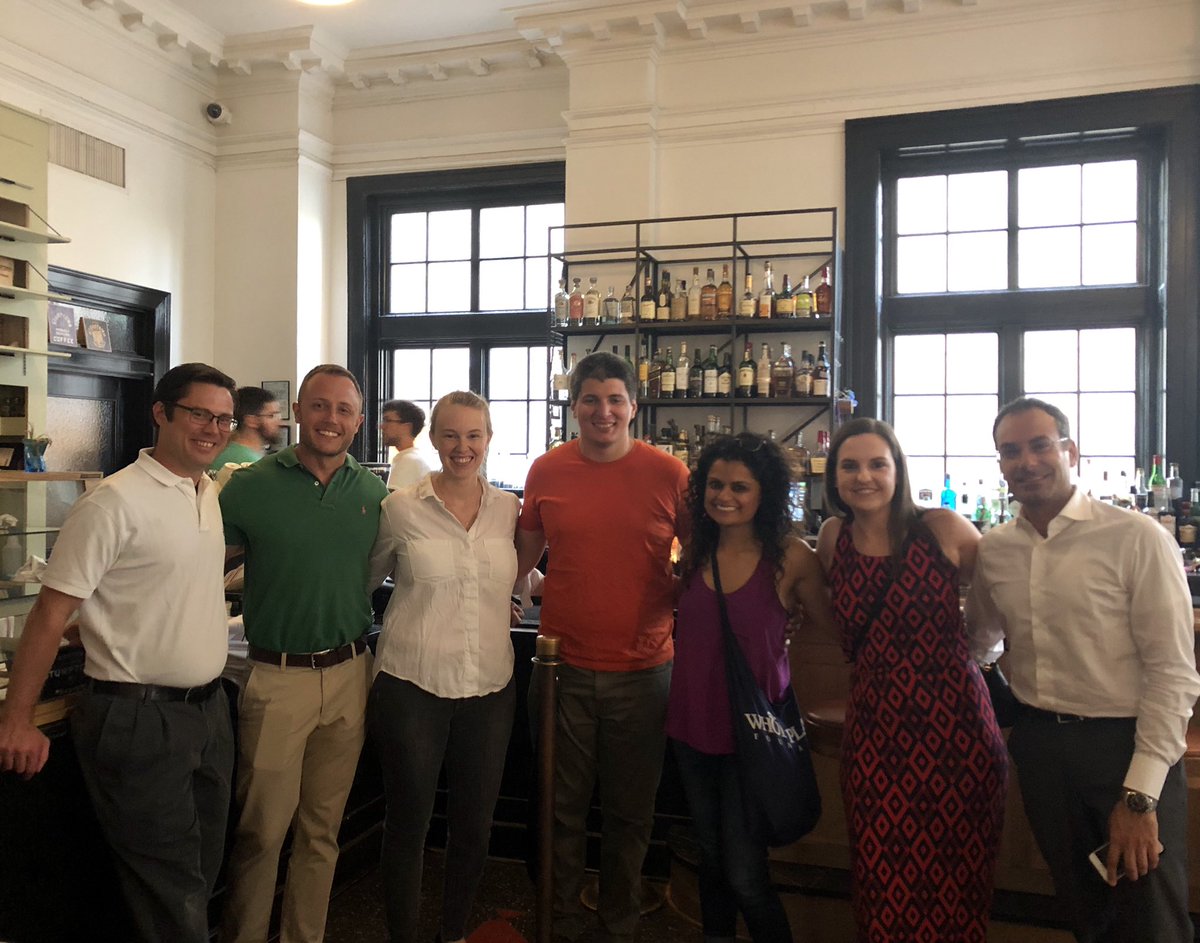 PittOncology's tweet photo. Last night we welcomed the new surg onc fellows - Tim, @Richard_Hoehn, Cameron, Stacy, and Ibrahim (not pictured) - to the Pitt family! August 1 is just around the corner! #SurgicalEducation https://t.co/omahYr2h9I
