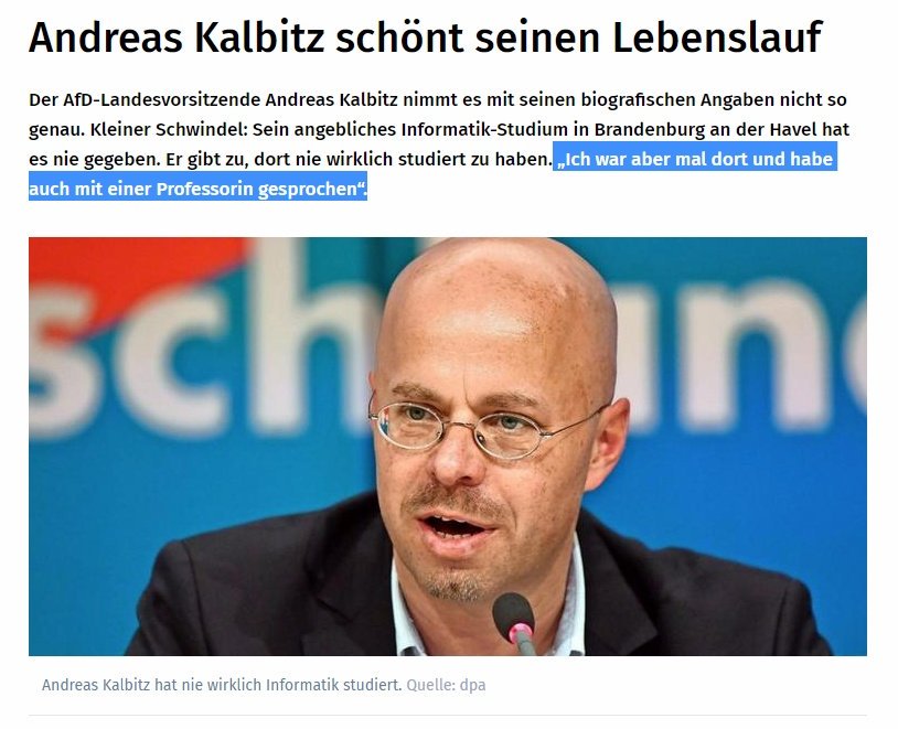 TuMirNix's tweet photo. Einer geht mal in die Mensa und spricht mal mit 'ner Professorin - ZACK - hat er Informatik studiert. #Kalbitz

Einer fährt 'nen Leichenwagen in die Pathologie - ZACK - ist er Gerichtsmediziner. #Prinz

Sachen gibt's in der #AfD. #MutzurWahrheit 🤣 https://t.co/IMX3advH5o