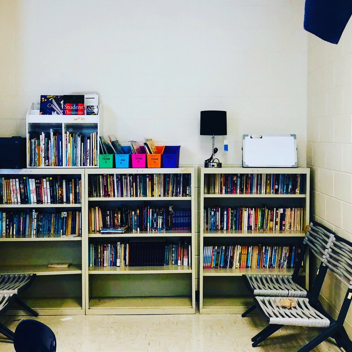 RaedeneAveritt's tweet photo. So excited for this year as we incorporate #readingwritingworkshop in the middle school ELA classrooms! My classroom library is getting all set up for my new students to discover and escape in their #choicebooks ! #nmbmchiefs #hcsleads https://t.co/jbZ85RPQ2K