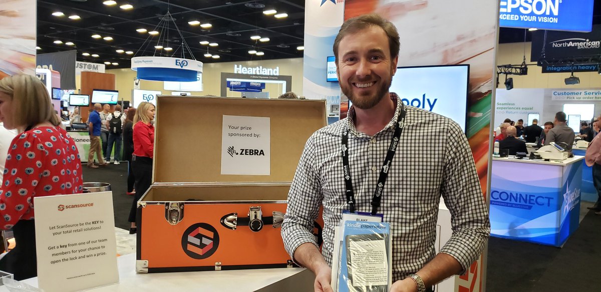 ScanSource's tweet photo. #Networking and talking #solutions here at ScanSource and @POS_Portal booth 201! ANNNNND... we had another grand prize winner, thanks to our friends at @ZebraTechnology. #keytosolutions #retailnow2019 #payments #RSPARetailNOW2019 https://t.co/k0neHRwlAm